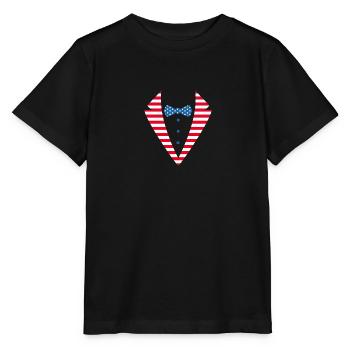 US American Flag Tuxedo Suit Tux 4th Of July - Stanley/Stella Kinder T-Shirt MINI CREATOR  - Schwarz - Vorne - Mikhail (115cm)
