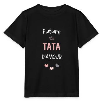Future tata d'amour ! Cadeau annonce future tata - T-shirt bio MINI CREATOR Stanley/Stella Enfant - noir - Devant - Mikhail (115cm)