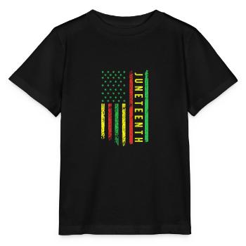 Juneteenth dans un drapeau pour l’histoire des Noirs africains - T-shirt bio MINI CREATOR Stanley/Stella Enfant - noir - Devant - Mikhail (115cm)