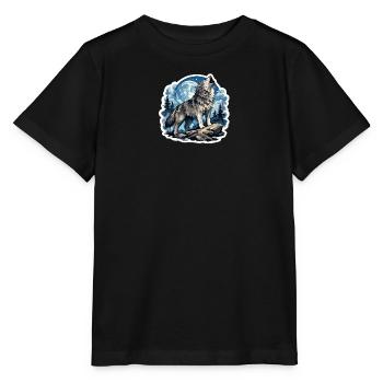 Wolf singt unter dem Mond - Stanley/Stella Kinder T-Shirt MINI CREATOR  - Schwarz - Vorne - Mikhail (115cm)