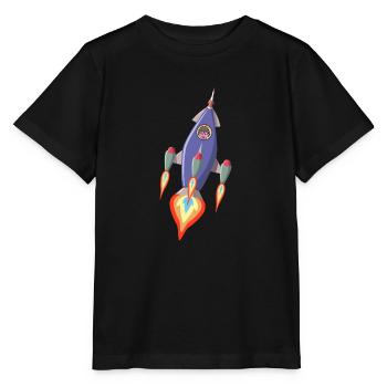 Rakete Raumschiff Raumfahrer - Stanley/Stella Kinder T-Shirt MINI CREATOR  - Schwarz - Vorne - Mikhail (115cm)