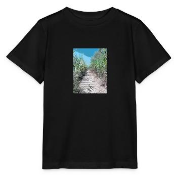Zeichnung der Provence - Holzponton und Schilf - Stanley/Stella Kinder T-Shirt MINI CREATOR  - Schwarz - Vorne - Mikhail (115cm)