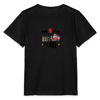 pimpon j'ai 4 ans cadeau anniversaire pompier - T-shirt bio MINI CREATOR Stanley/Stella Enfant - noir - Devant - Mikhail (115cm)