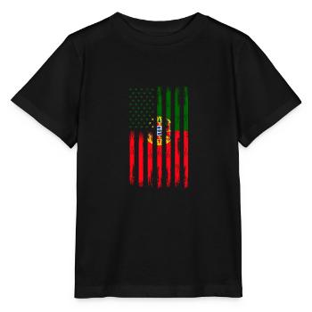 Retro Portuguese American Flag Half Portuguese - Stanley/Stella MINI CREATOR Kids’ T-Shirt - black - Front - Mikhail (115cm)