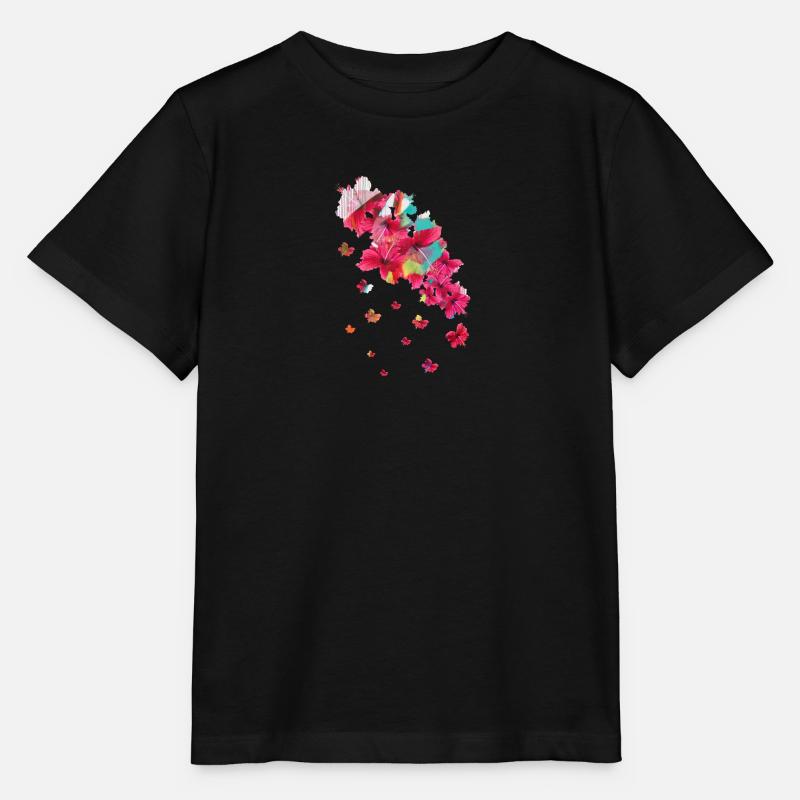 Hibiscus,Fleur,Lotus,Fleur ,Floral,Fleur d’Hibiscus - T-shirt bio MINI CREATOR Stanley/Stella Enfant - noir