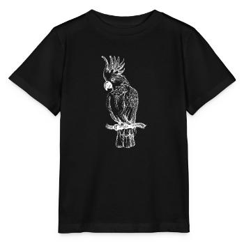 Hand gezeichnet tropischer Vogel Kakadu - Stanley/Stella Kinder T-Shirt MINI CREATOR  - Schwarz - Vorne - Mikhail (115cm)
