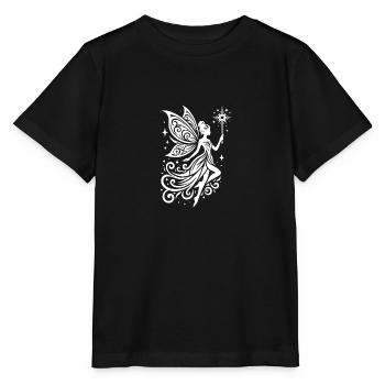 Filigree fairy with wings and magic wand - Stanley/Stella MINI CREATOR Kids’ T-Shirt - black - Front - Mikhail (115cm)