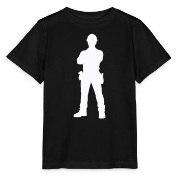 Construction Worker Construction Silhouette - Stanley/Stella MINI CREATOR Kids’ T-Shirt - black - Front - Mikhail (115cm)