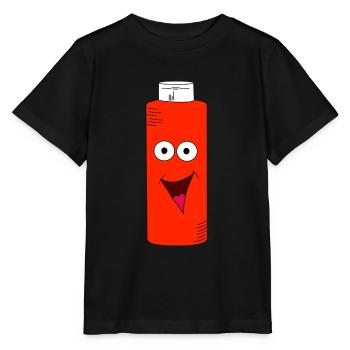 Ketchup bottle with face - Stanley/Stella MINI CREATOR Kids’ T-Shirt - black - Front - Mikhail (115cm)