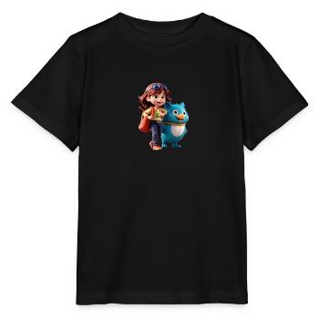 Mädchen mit freundlichem Begleiter - Stanley/Stella Kinder T-Shirt MINI CREATOR  - Schwarz - Vorne - Mikhail (115cm)