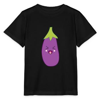 Kawaii Eggplant Kawaii Vegetable Kawaii Sticker - Stanley/Stella MINI CREATOR Kids’ T-Shirt - black - Front - Mikhail (115cm)
