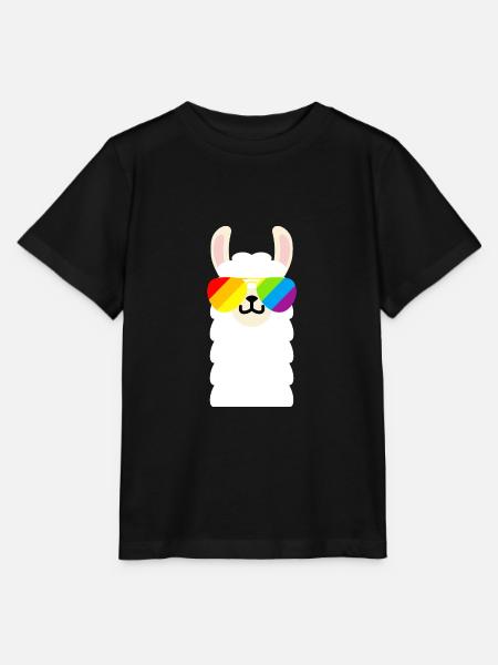 Regenbogen Sonnenbrille Lama - Stanley/Stella Kinder T-Shirt MINI CREATOR - Schwarz