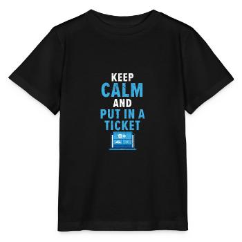 Restez calme et mettez en place un support technique Ticket - T-shirt bio MINI CREATOR Stanley/Stella Enfant - noir - Devant - Mikhail (115cm)