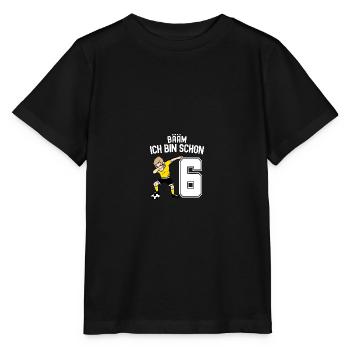6. Geburtstag Kinder Fussballtrikot Fussballer - Stanley/Stella Kinder T-Shirt MINI CREATOR  - Schwarz - Vorne - Mikhail (115cm)
