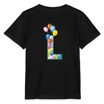 Lettre L ballons - T-shirt bio MINI CREATOR Stanley/Stella Enfant - noir - Devant - Mikhail (115cm)