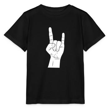 Rocker rock hard rock rocker saluer métal main doigts - T-shirt bio MINI CREATOR Stanley/Stella Enfant - noir - Devant - Mikhail (115cm)