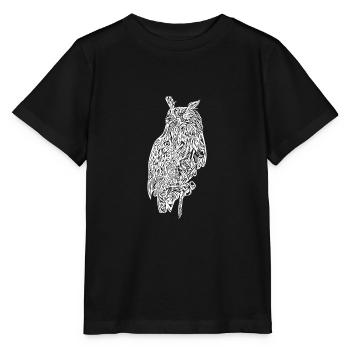 Eleganter vintage Uhu Vogel - Stanley/Stella Kinder T-Shirt MINI CREATOR  - Schwarz - Vorne - Mikhail (115cm)