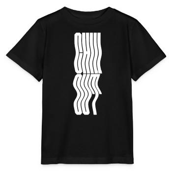 Conception du logo typographique ondulée Chill Out - T-shirt bio MINI CREATOR Stanley/Stella Enfant - noir - Devant - Mikhail (115cm)