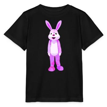 Lila Hase Cartoonfigur Motiv - Stanley/Stella Kinder T-Shirt MINI CREATOR  - Schwarz - Vorne - Mikhail (115cm)