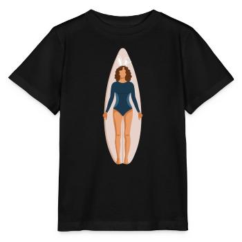 Easter Surfergirl - Stanley/Stella Kinder T-Shirt MINI CREATOR  - Schwarz - Vorne - Mikhail (115cm)