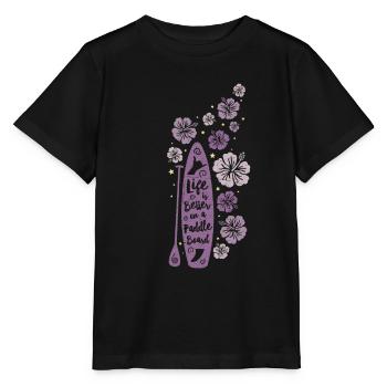 La vie est meilleure sur une planche à pagaie - rose - T-shirt bio MINI CREATOR Stanley/Stella Enfant - noir - Devant - Mikhail (115cm)
