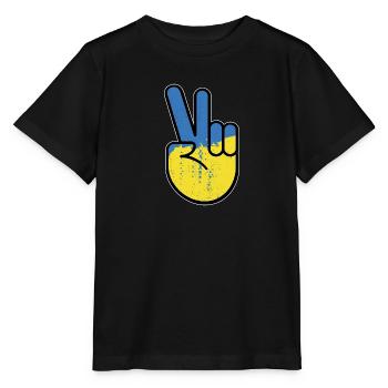 Paix et solidarité avec l’Ukraine - T-shirt bio MINI CREATOR Stanley/Stella Enfant - noir - Devant - Mikhail (115cm)