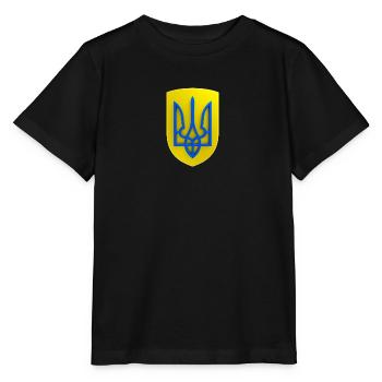 Ukraine Coat of Arms Trident Gyrfalcon Trident Blue Yellow - Stanley/Stella MINI CREATOR Kids’ T-Shirt - black - Front - Mikhail (115cm)