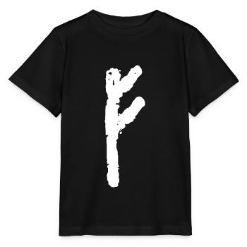 Elder Futhark Rune Fehu - lettre F - T-shirt bio MINI CREATOR Stanley/Stella Enfant - noir - Devant - Mikhail (115cm)
