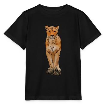 Lion motif lion lion chat - T-shirt bio MINI CREATOR Stanley/Stella Enfant - noir - Devant - Mikhail (115cm)