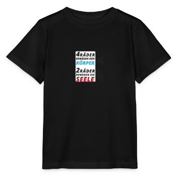 Motorradfahrer Spruch "2 Räder bewegen die Seele" - Stanley/Stella Kinder T-Shirt MINI CREATOR  - Schwarz - Vorne - Mikhail (115cm)