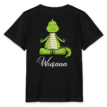 Auszeit Durchatmen Wusaaa Drache - Stanley/Stella Kinder T-Shirt MINI CREATOR  - Schwarz - Vorne - Mikhail (115cm)