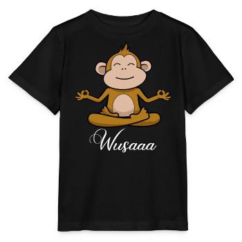 Auszeit Durchatmen Wusaaa Affe - Stanley/Stella Kinder T-Shirt MINI CREATOR  - Schwarz - Vorne - Mikhail (115cm)