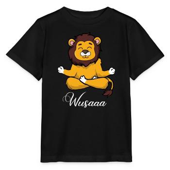 Auszeit Durchatmen Wusaaa Löwe - Stanley/Stella Kinder T-Shirt MINI CREATOR  - Schwarz - Vorne - Mikhail (115cm)