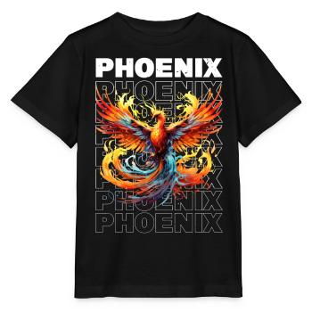 Phoenix Phoenix Fire Flames Mythologie des oiseaux - T-shirt bio MINI CREATOR Stanley/Stella Enfant - noir - Devant - Mikhail (115cm)