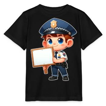Policier, Police, Shérif, Enfant - T-shirt bio MINI CREATOR Stanley/Stella Enfant - noir - Devant - Mikhail (115cm)
