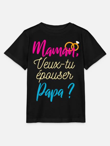 maman veux-tu épouser papa? mariage - T-shirt bio MINI CREATOR Stanley/Stella Enfant - noir