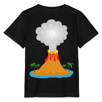 Volcan, éruption, île volcanique, lave, palmiers, montagne - T-shirt bio MINI CREATOR Stanley/Stella Enfant - noir - Devant - Mikhail (115cm)