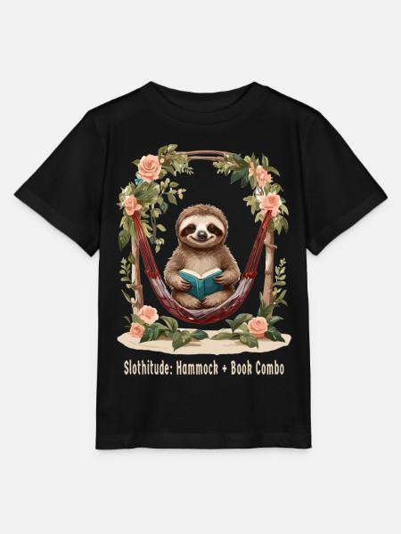 Süßes Faultier mit Buch - Stanley/Stella Kinder T-Shirt MINI CREATOR  - Schwarz