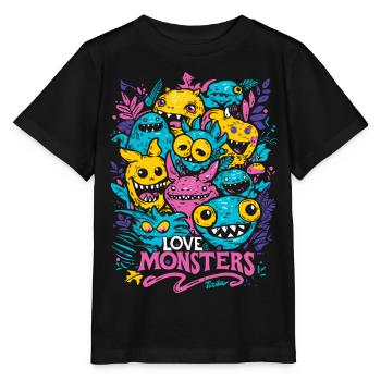 Love Monsters - Stanley/Stella MINI CREATOR Kids’ T-Shirt - black - Front - Mikhail (115cm)