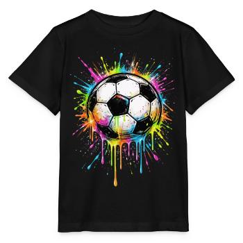Splash Soccer Ball Farbe | Stil-Graffiti - Stanley/Stella Kinder T-Shirt MINI CREATOR  - Schwarz - Vorne - Mikhail (115cm)