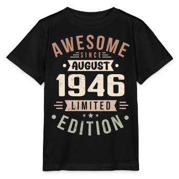 Août 1946 Anniversaire en Août 1946 Millésime 1946 - T-shirt bio MINI CREATOR Stanley/Stella Enfant - noir - Devant - Mikhail (115cm)