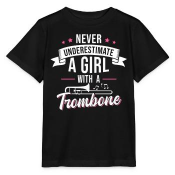 Trombone Girls Brass Band Trombonist - Stanley/Stella MINI CREATOR Kids’ T-Shirt - black - Front - Mikhail (115cm)