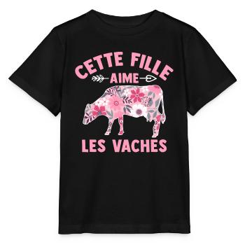 Cette Fille Aime Les Vaches - T-shirt bio MINI CREATOR Stanley/Stella Enfant - noir - Devant - Mikhail (115cm)