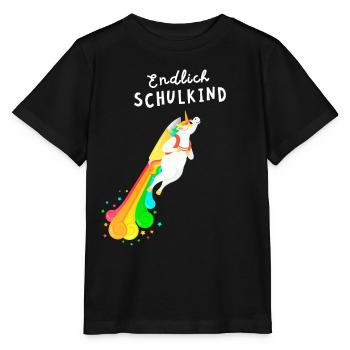Endlich Schulkind Einhorn Rakete Einschulung - Stanley/Stella Kinder T-Shirt MINI CREATOR  - Schwarz - Vorne - Mikhail (115cm)