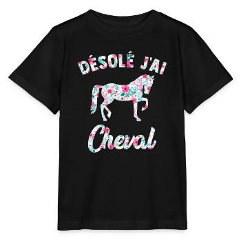 désolé j'ai cheval T shirt équitation - T-shirt bio MINI CREATOR Stanley/Stella Enfant - noir - Devant - Mikhail (115cm)