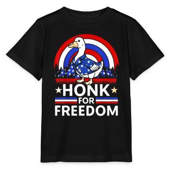 L’oie patriotique du 4 juillet klaxonne pour la liberté - T-shirt bio MINI CREATOR Stanley/Stella Enfant - noir - Devant - Mikhail (115cm)