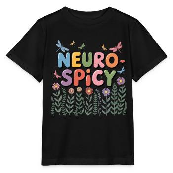 Neuro-Spicy Bunte Libellen und Blumen Wiese - Stanley/Stella Kinder T-Shirt MINI CREATOR  - Schwarz - Vorne - Mikhail (115cm)