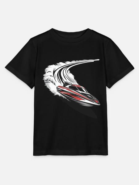 Dynamisches Motorboot Abenteuer auf den Wellen - Stanley/Stella Kinder T-Shirt MINI CREATOR - Schwarz