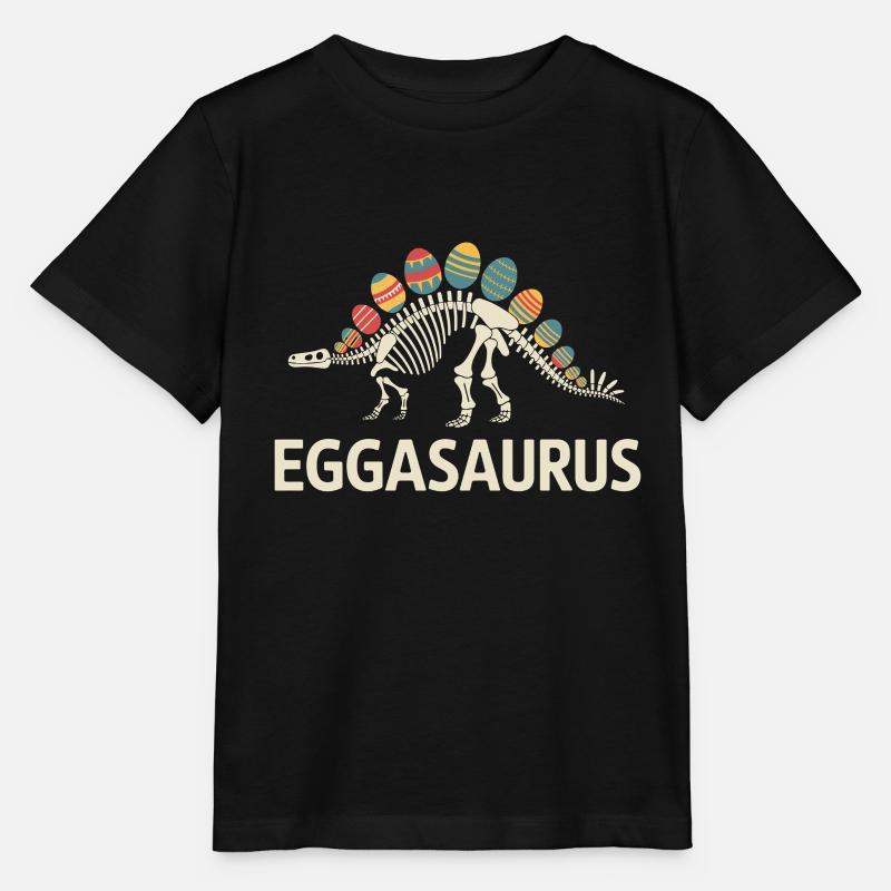 Squelette de dinosaure Eggasaurus avec des œufs de Pâques - T-shirt bio MINI CREATOR Stanley/Stella Enfant - noir