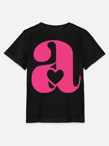 Buchstabe A Anfangsbuchstabe mit Herz - Stanley/Stella Kinder T-Shirt MINI CREATOR - Schwarz